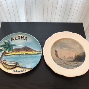 2 Ceramic Pottery Porcelain Plates